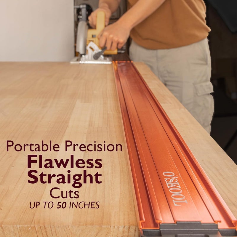 O'SKOOL 50-Inch Straight Edge Clamp Guide for Circular Saw, Router, and Jigsaw – Aluminum Cutting Rail with Strong Clamping for Dadoes, Grooves, and Panel Cuts, PGS005 - Image 3